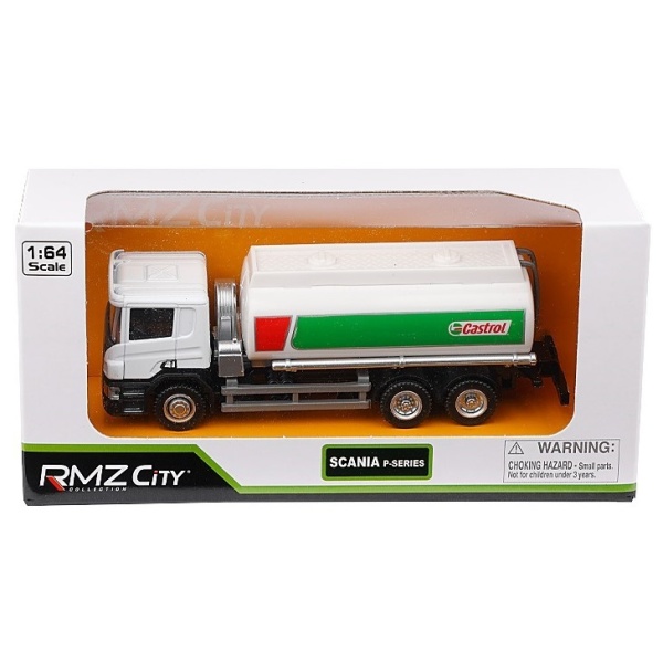 Macheta RMZ City Scania P-Series, Rezervor Castrol, Alb 1:64 C02275SCB